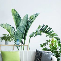 Stickers Banana Leaf Tropical Plants Peel and Stick Wall Decals, Green Nature Jungle Tree Leaves Wall Stickers Home Decorations