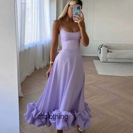 Casual Dresse Spaghetti Straps Prom Dress Ruffles Hem Sleeveless Long Female weeding Dresses 2024 Elegant Party Evening Gowns Aline Vestidos T6RJ