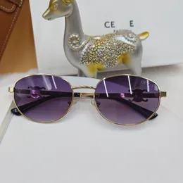 2024 New Triumphal Designer Sunglasses Top Quality Purple Alloy mirror legs Fashionable Retro Womens Sunglasses New Oval Mens Sunglasses Sexy Little Women