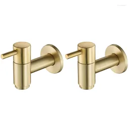 Bathroom Sink Faucets ABSF 2X Brushed Gold Round Copper Wall Mounted Washing Machine Tap Mop Pool Garden Outdoor Water Faucet