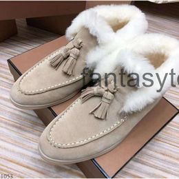 Loro Piano Shoes Designer Women Suede Leather Male Womens White Black Blue Dress Men Casual Shoes Tassels Snow Open Walk Flats Plus Lp Boots Size 35-46