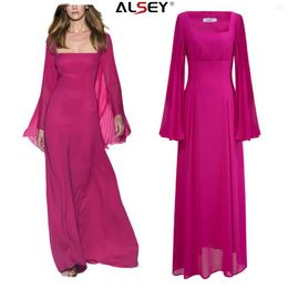 Casual Dresses ALSEY High Quality Fashion Sense French Women's Rose Gowns Light Luxury Niche End Long Square Neck Skirts