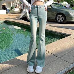 Women's Jeans Wide Leg Denim Pants Fashion Light Blue Streetwear Y2K For Woman Aesthetic High Waist Flared Trousers Female