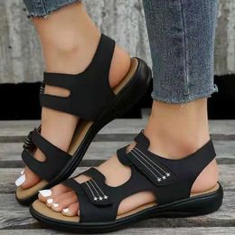 Sandals New Womens Leisure Platform Shoes Summer Fashion Beach Roman Design Plus Size Leopard H240328