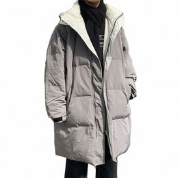 autumn Winter Lg Down Jacket Men Puffer Jacket Windproof Windbreaker Pocket Thickened Korean Winter Men's Clothing Hooded New O8em#
