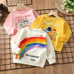 Women's Sleepwear Children's Clothes Cute Printed Sweatshirt Autumn Spring Cotton Boys Girls Long Sleeve T-shirt Baby Pullover Infant