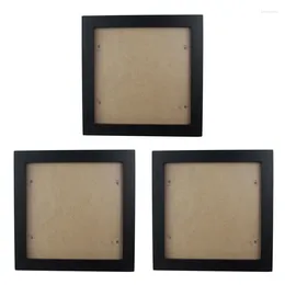 Frames 3X Square Thick Pine Wood Po Frame Wall Picture (Black 6 Inch)