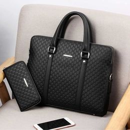 Laptop Cases Backpack Fashion Men Shoulder Bags Double Layers Man Leather Business Briefcase Bag For 14.1 15.6 Handbags New Mens Travel 24328