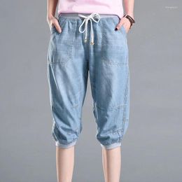 Women's Jeans Summer Capris For Women Streetwear Calf-Length Harem Pants Woman Loose High Waist Denim Casual Short Trousers Female