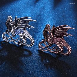 Brooches Retro Classic Crystal Dragon Brooch Lapel Pin Badge Zinc Alloy Dinosaur Animal Gifts For Men Accessories