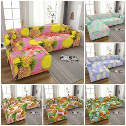 Chair Covers Pineapple Elastic Sofa Cover For Living Room Sectional Corner Stretch Slipcover Couch 1/2/3/4 Seater