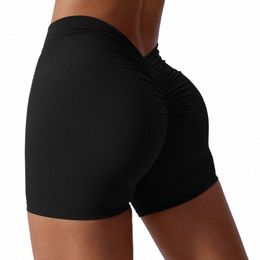 solid Colours V Back Women Seaml Butt Lifting Gym Shorts Quick Dry Training Sports Fitn High Waist Yoga Pants Shorts q4xt#