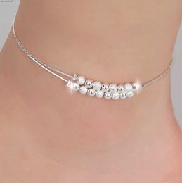 Anklets Thin pressed silver plated ball chain suitable for girls friends feet Jewellery leg bracelets barefoot Tobilera de PrataL2403