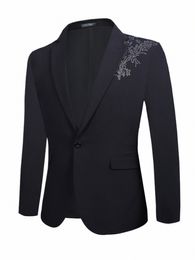 men's Sequined Wedding Suit, Slim-Fit, One Butt, Lapel, Stage Suit, Jacket U4RA#
