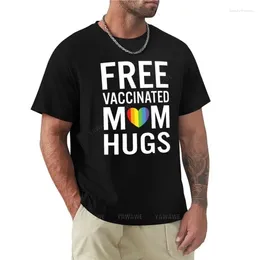 Men's Polos Man Summer For Boys Free Vaccinated Mom Hugs Gay Pride Black T Shirts Tee Shirt Mens Plain Men Cotton Tshirt