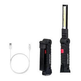Lichtleisten Arbeitslichter Tragbare 5-Modus-Cob-Taschenlampe USB wiederaufladbare LED-Arbeit Magnetische Lanterna Hängehakenlampe für O Dro Ot7Fj