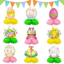 Party Decoration Easter Table Centerpiece Happy Decor Eggs Signs Holiday Ornaments Desk Paper Crafts 9 Pcs