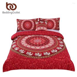 Bedding Sets BeddingOutlet Red Mandala Boho Set Bohemian Elephant Messenger Bed Linen Soft Fabric Moroccan Bedclothes 4Pcs