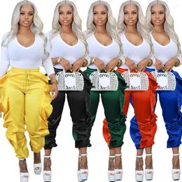 Women's Pants BKLD Clothes For Women Solid Colour Ruffles Patchwork Casual Trousers Sexy Party Nightclub Outfits High Waist