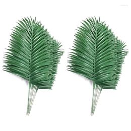 Decorative Flowers 36Pcs Artificial Palm Leaves Plants Faux Fronds Tropical Large Greenery Plant For Hawaiian Party