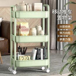 Hooks 2/3/4 Tier Folding Trolley Storage Rack Household Multi-Function Kitchen Living Room Toilet