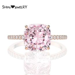 Shipei 925 Sterling Silver Radiant Pink Greated Moissanite Diamonds Gemstone Wedding Fine Jewelry Engagement Rose Gold Rings J01121747