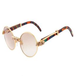 2018 new retro fashion round diamond sunglasses 7550178 natural peacock Colour wood luxury luxury sunglasses glasses size 55 57-259S