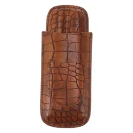 Storage Bags 2 Finger Case Textured Brown Elegant PU Leather Skin Pattern Holder Portable For Anniversary Gifts