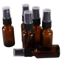 Jars 6pcs 20ml Amber Glass Spray Bottle w/ Black Fine Mist Sprayer essential oil bottles empty cosmetic containers