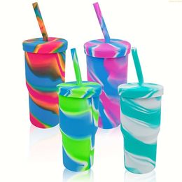 1pc Shatterproof 32oz Silicone Mug with Lid Straw - Perfect for Home, Office, and Outdoor Use