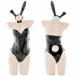 sexy Lingerie Cosplay Bunny Costume PU Leather Bodysuit Mai Sakurajima Rabbit Suit Kawaii Ears 8 Pcs Anime Maid Outfit for Women 80Y5#