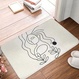 Bath Mats Mat Kitchen Shower Door Abstract Geometric Line Foot Female Retro Toilet Pad Quick Drying Non Slip Bathroom