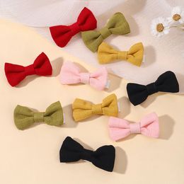 2Pcs/Set Baby Mini Hair Bows Hair Clips Cotton Soft Hairpin for Girl Cheer Bowknot Barrettes Children Headwear Hair Accessories