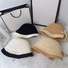 Wide Brim Hats Bucket Hats Fashion Designer Summer Bucket Hats Hollow Woven Cap for Women Beach Holiday Accessories Summer Sun Hat 26812
