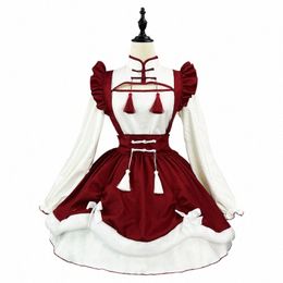 anime Lolita Maid Costume Cosplay Kawaii School Girl Party Maid Role Play Animati Show Plus Size Lg Sleeve Apr Maid Outfit L2Yr#