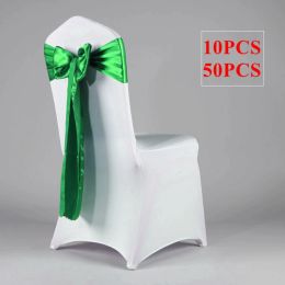 Sashes 15x275cm Satin Wedding Chair Sash Bow Tie Satin Ribbon Chair Bands for Wedding Chair Cover Decoration Hotel Party Supplies