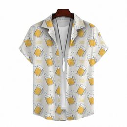 hawaiian Shirt For Men 3d Beer Printed Short Sleeve Shirts Beer Party Shirt Tees Summer Casual Tops Loose Oversized Men Clothing B2h2#