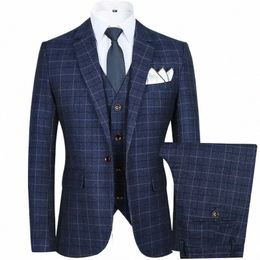 coat Pants Vest British Style Slim Fit| Plaid Large Size 5XL Wedding Groom High End 3 Pieces Suits Set Jacket Blazers Trousers X3g2#