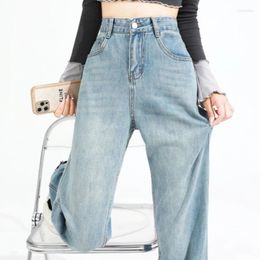 Women's Jeans Plus Size XS-2XL Denim Straight Loose Drape High Waist Long Pants All-match Wide Leg Brand Mop Trousers