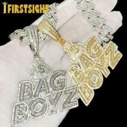 Chains CZ Letters Bag Boyz Pendant Necklace Iced Out Bling 5A Cubic Zircon Dollar Symbol Money Charm Fashion Hip Hop Men Jewelry288j