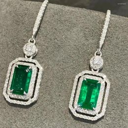 Dangle Earrings LR2024 Jewellery Solid 18K Gold Nature Green Emerald 1.55ct Gemstones Diamonds Female Drop For Women Fine