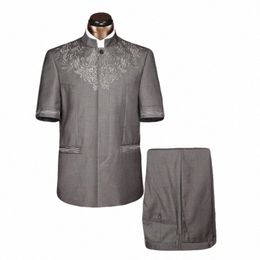 short Sleeve Summer Suits men Jacket Wholesale Clothing Blazer Men New Fi Casual Blazer Safari Suit Jaqueta Masculina w7PN#