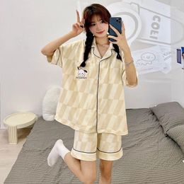 Home Clothing Pajamas Clothes Cardigan Short-sleeved Shorts Cotton-like Casual Fashion And Simplicity A Girl In Summer