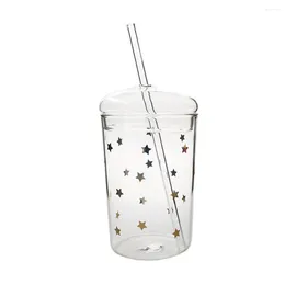 Wine Glasses Glass Water Cup Portable Straw Large Capacity Juice Mug Beverage Drinking