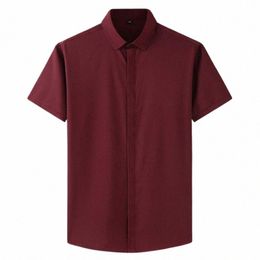 9xl 10XL 12XL Summer Office Shirts Plus Size Formal Men Shirts Short Sleeve Busin Big 5XL 8XL Blue Red Wine Black Shirt 54 l3fT#