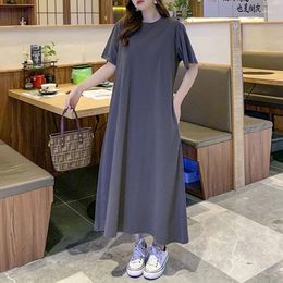 Party Dresses Fat Mm Oversized 2024 Summer Loose Fitting Casual Short Sleeved Belly Covering For Slimming And Age Reducing A-line Dress