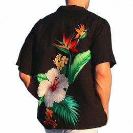 men's Shirt Floral Pattern Cuban Collar Casual Hawaiian Short Sleeve Shirt Butt Print Clothing Sports Street Chic Design d28u#