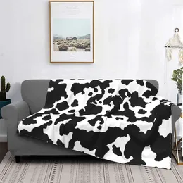 Blankets Cowhide Texture Spots Animal Print Flannel Throw Blanket Spotted Dog Lover For Home Travel Soft Bedspread