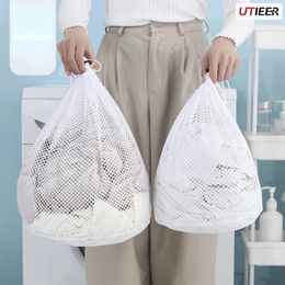 Laundry Bags Bundle Mouth Mesh Cloth Bag Draw Rope Thick Net Machine Washing Special Care To Protect Clothes Homehold