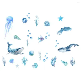 Bath Mats Undersea Animal Wall Sticker Stickers Bathroom Decals Decoration For Living Pvc DIY Child